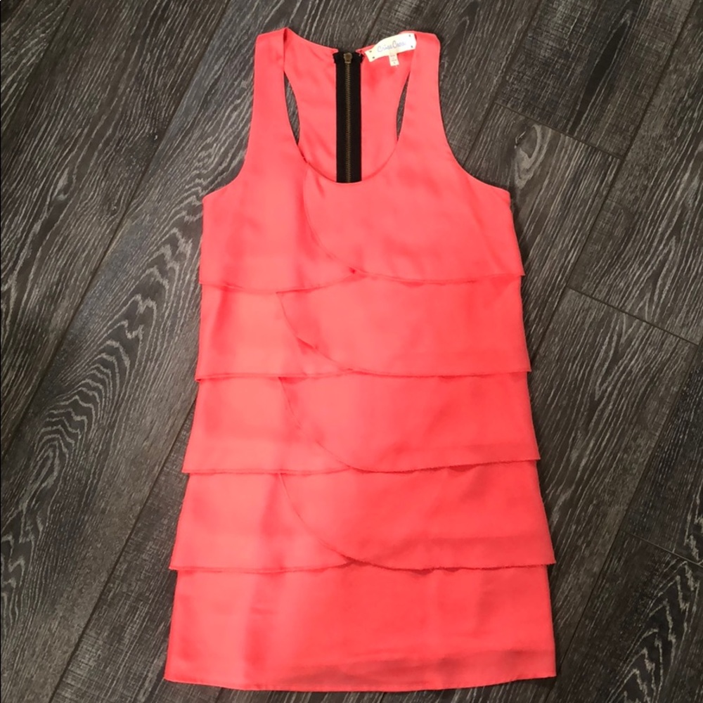 EASTER DRESS PERFECT CONDITION CORAL/SALMON RUFFLE DRESS SZ SM